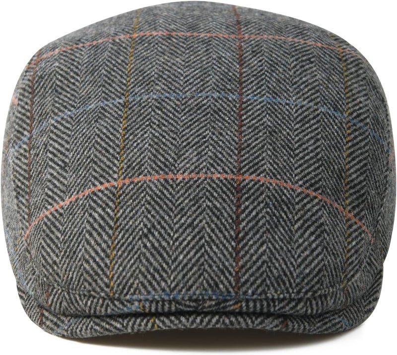 FEINION Men Wool Blend Flat Cap Tweed Newsboy Ivy Hat - Image 3
